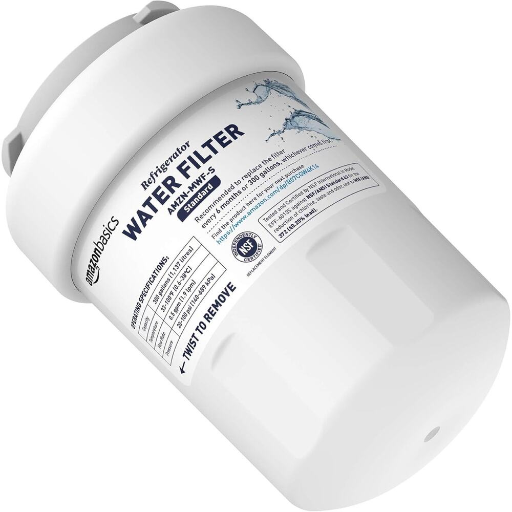 Amazon Basics Replacement Water Filter Cartridge Compatible with GE MWF Refriger